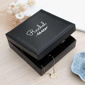 Personalised Luxury Black Square Jewellery Box, 2 of 6