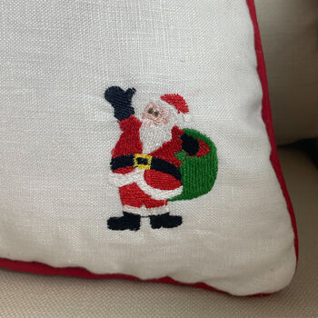 Christmas Themed Embroidered Cushion, 7 of 8