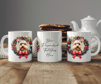 Personalised Yorkshire Terrier Christmas Wreath Dog Mug, 2 of 2