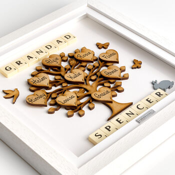 Gift For Grandad Personalised Wooden Grandchildren Family Tree Frame, 3 of 9