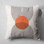 Bauhaus Geometric Abstract Lumbar Cushion Cover In Orange And Black, thumbnail 4 of 12