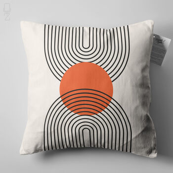 Bauhaus Geometric Abstract Lumbar Cushion Cover In Orange And Black, 4 of 12
