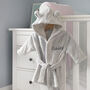 Personalised Grey Baby Dressing Gown With Ears On Hood, thumbnail 1 of 6