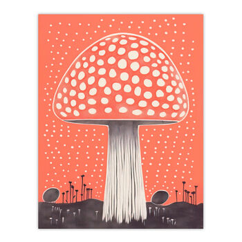 Fairy Fungi Toadstool Fly Agaric Coral Wall Art Print, 6 of 6