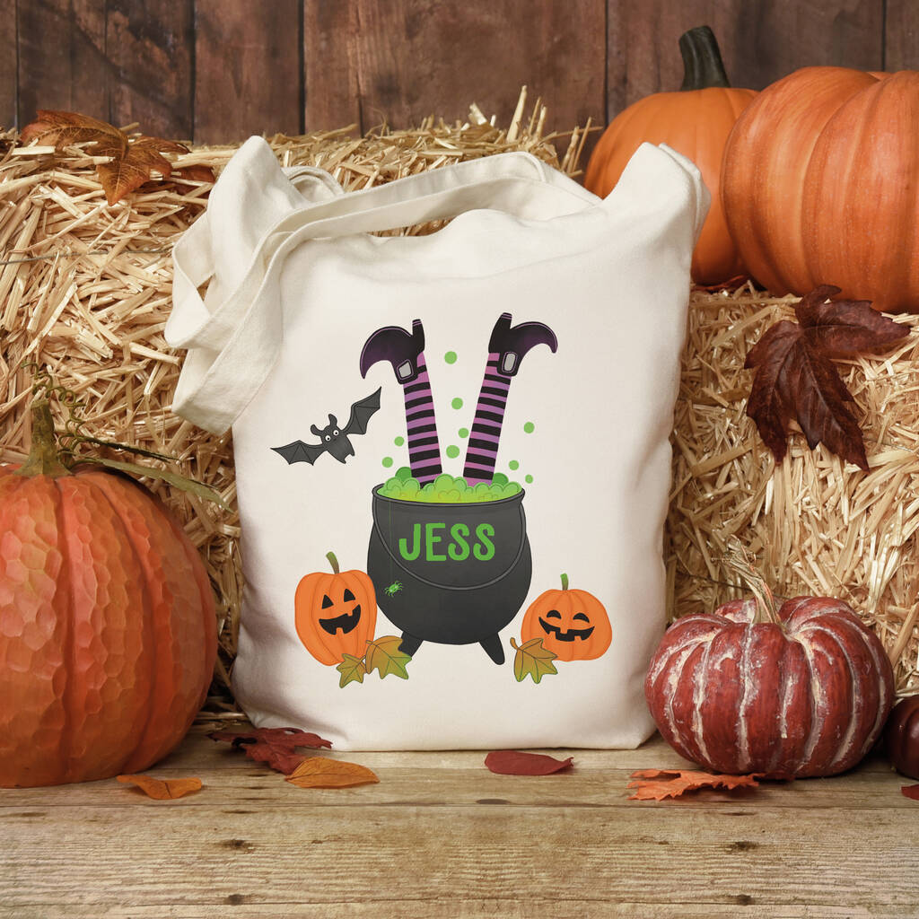 Personalised Halloween Tote Bag By Squashed Peaches Designs