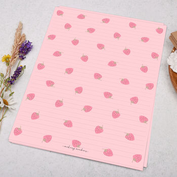 A4 Pink Letter Writing Paper With Strawberry Pattern, 3 of 4