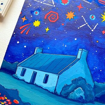 Midnight Cottage Watercolour Print, 3 of 6
