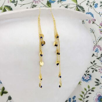 Handmade Sapphire Rain Gold Vermeil Drop Earrings, 3 of 7