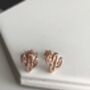 Rose Gold Plated Cactus Stud Earrings, thumbnail 2 of 3
