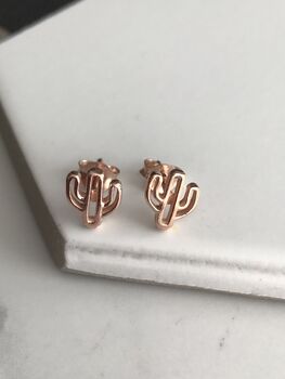 Rose Gold Plated Cactus Stud Earrings, 2 of 3