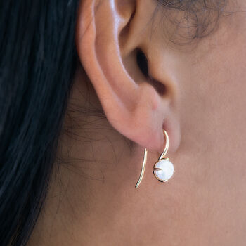 Modern Pearl Drop Earrings In Sterling Silver, 3 of 9
