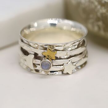 Personalised Sterling Silver Moonstone Spinning Ring, 3 of 7