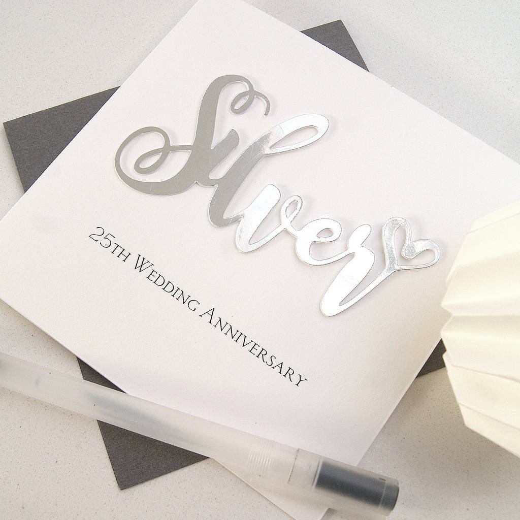 25th silver  wedding  anniversary  card  by the hummingbird 