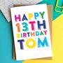Happy Birthday Colourful Personalised Greeting Card, thumbnail 2 of 5