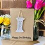Personalised 3rd Birthday Letter Wooden Keepsake Card, thumbnail 2 of 4