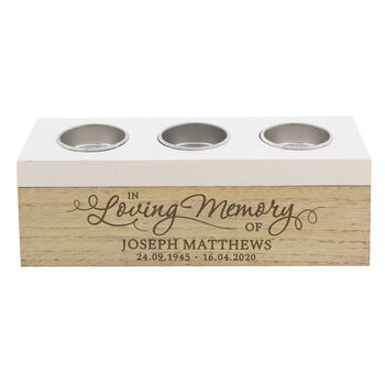 Personalised In Loving Memory Triple Tea Light Box Teal, 7 of 7