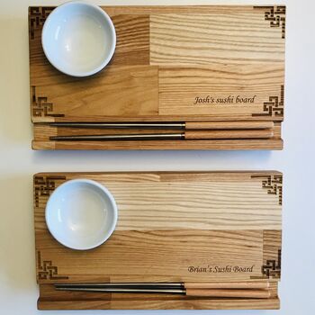 Personalised Wooden Sushi Tray Set, 5 of 6