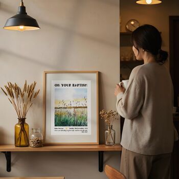 Personalised Baptism Gift Print For Adults, Meadow Design, 3 of 10