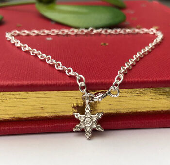 Personalised Sterling Silver Snowflake And Initial Star Bracelet, 2 of 12