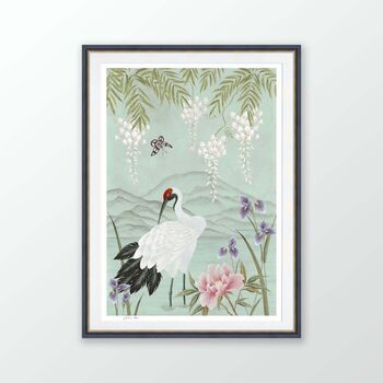 Pastel Chinoiserie Bird And Floral Art Print, 5 of 5