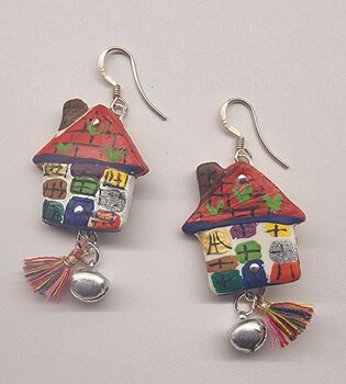 Gingerbread Colourful House Stand Up Earring Gift, 7 of 10