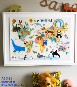 World Map Giclee Print Of Creatures Great And Small, 12 of 12
