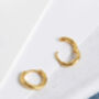 Classic Gold 10mm Wavy Huggie Hoop Earrings, thumbnail 2 of 8