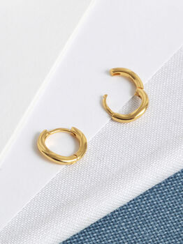 Classic Gold 10mm Wavy Huggie Hoop Earrings, 2 of 8