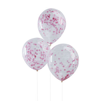 Pack Of Five Pink Confetti Filled Party Balloons, 2 of 3