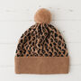 Lambswool Knitted Leopard Pom Pom Hat, thumbnail 6 of 12