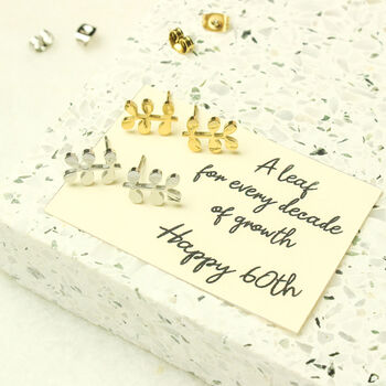 60th Birthday A Leaf For Every Decade Earrings, 6 of 8