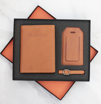 Personalised English Hide Leather Passport Cover Set, 7 of 10