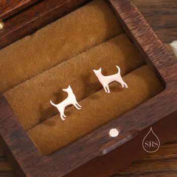 Sterling Silver Tiny Chihuahua Dog Stud Earrings, 4 of 11
