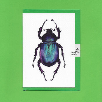 Purple Beetle Illustrated Blank Greeting Card, 4 of 10