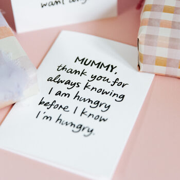 Personalised Funny “Knowing I’m Hungry” Card For Mummy Or Daddy, 3 of 7
