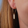 Gold Vermeil Cz Starburst Bar Hoop Earrings, thumbnail 3 of 8