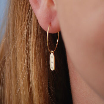 Gold Vermeil Cz Starburst Bar Hoop Earrings, 3 of 8