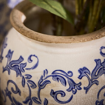 Solene Blue Botanical Urn Vase, 2 of 6