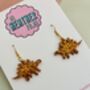 Orange Stegosaurus Dinosaur Glitter Resin Earrings / Jurassic Inspired Jewellery / Novelty Statement Accessories / Gift For Her, thumbnail 4 of 5