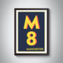 M8 Manchester Typography Postcode Print, thumbnail 6 of 8