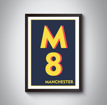 M8 Manchester Typography Postcode Print, 6 of 8