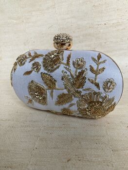 Off White Silk Oval Clutch Bag, 2 of 10