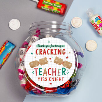 Personalised Cracking Teacher Sweet Jar – Teacher Christmas Gift, 3 of 4