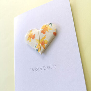 Personalised Happy Easter Origami Daffodil Heart Card, 4 of 6