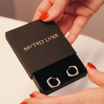 Emily Gold Square Hoop Earrings, 5 of 5