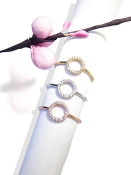 O Circle Halo Ring, Rose Or Gold Vermeil 925 Silver, 7 of 10