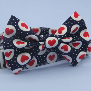 Red Hearts On Navy Dog Bow Tie, 9 of 11