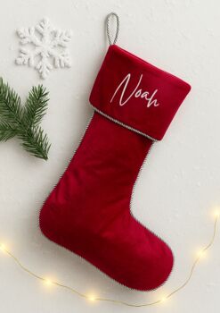 Velvet Personalised Christmas Stocking, 2 of 6