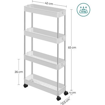 Four Tier Kitchen Storage Trolley Cart Rack Shelf, 10 of 11