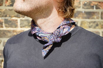 Mens Navy And Burgundy Paisley Neckerchief, 4 of 12
